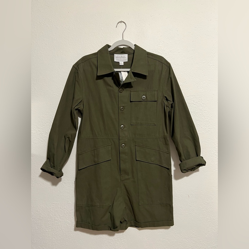 Anthropologie Olive Green Military Field Jumpsuit